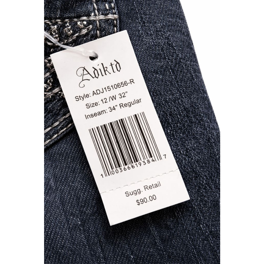 Adiktd Embellished Bootcut Jeans Size 12 Dark Wash Stretch Bling Pockets 32x34 - Picture 6 of 7
